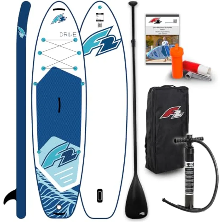 F2 Drive SUP Stand Up Paddle Board 350cm 11,5, robustes Dropstitch-Material, rutschfestes Deckpad, Weiss