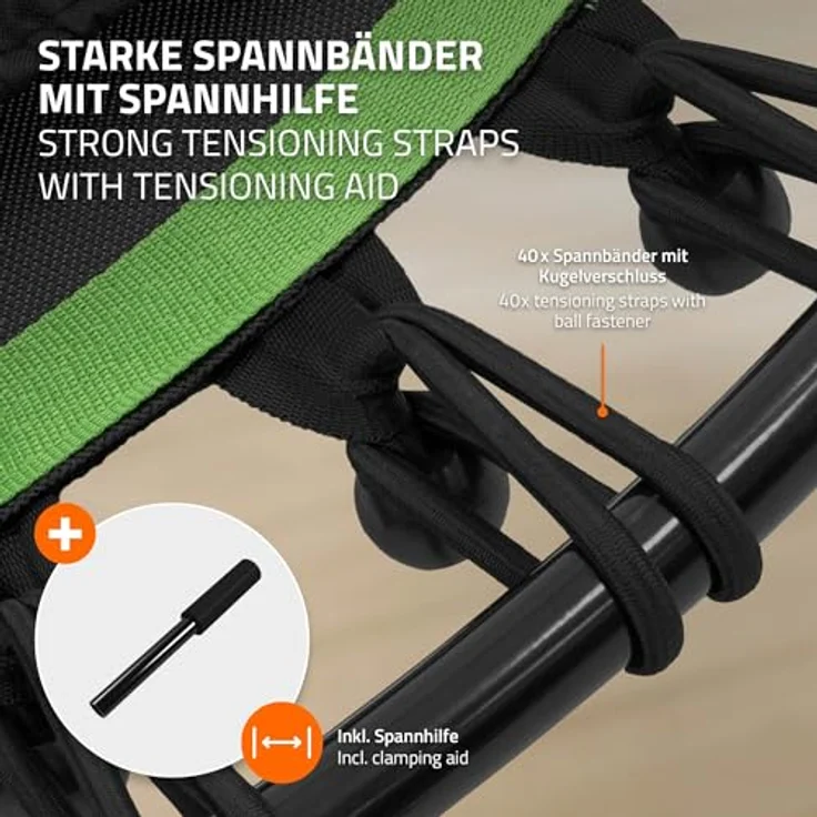 Hauki Fitness Trampolin Indoor, faltbar Ø122 cm, leise Rückprall, höhenverstellbarer Haltegriff, für Erwachsene, robust und gelenkschonend, grün – Bild 4