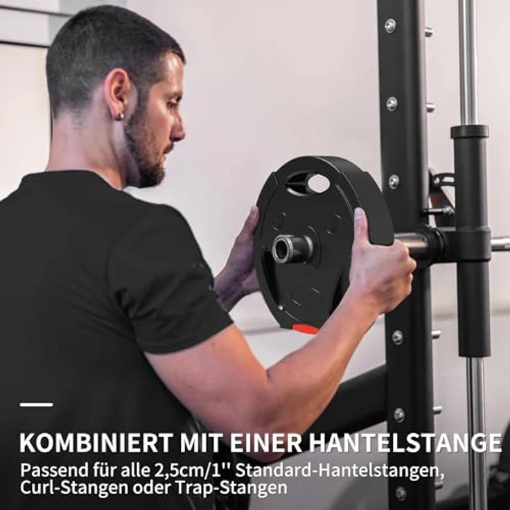 SPORTNOW Hantelscheiben Set von 4, Tri Grip mit 30 kg, geeignet für 2,5 cm Hantelstange, Schwarz – Bild 4