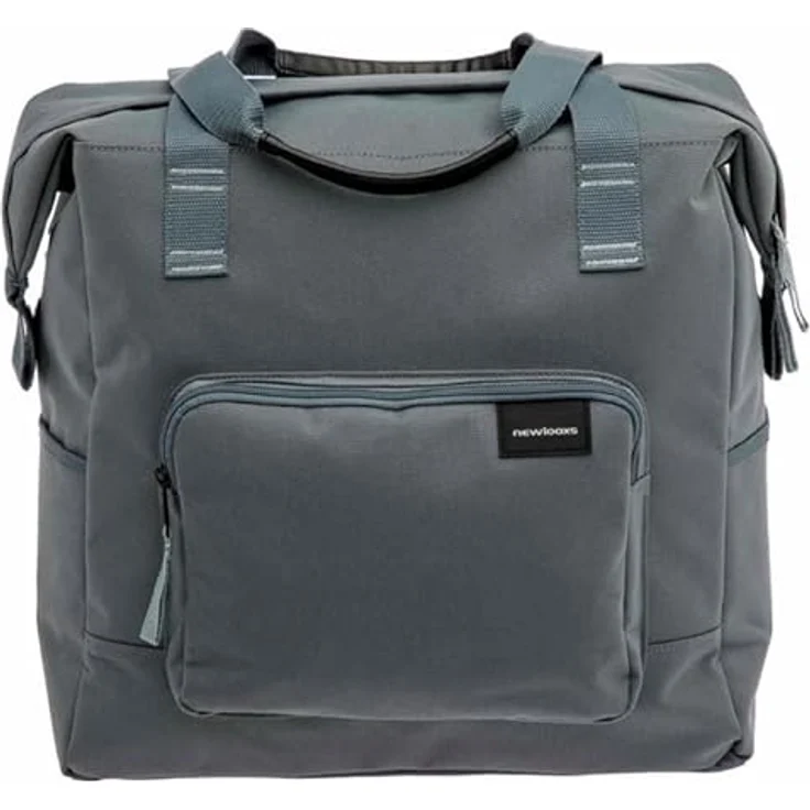 New Looxs Tulum Camella Fahrradtasche, 24,5L, für E-Bikes geeignet, recyceltes Polyester, grau-grün, leicht fixierbare Befestigungshaken – Bild 3