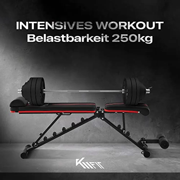 KM Fit klappbare Hantelbank Multifunktion Training Fitness Bank | 6-Fach verstellbare Rückenlehne | 3-Fach Verstellbarer Sitz | Atmungsaktive Eva-Oberfläche | Belastbarkeit bis zu 250 kg - Preisvergleich – Bild 5