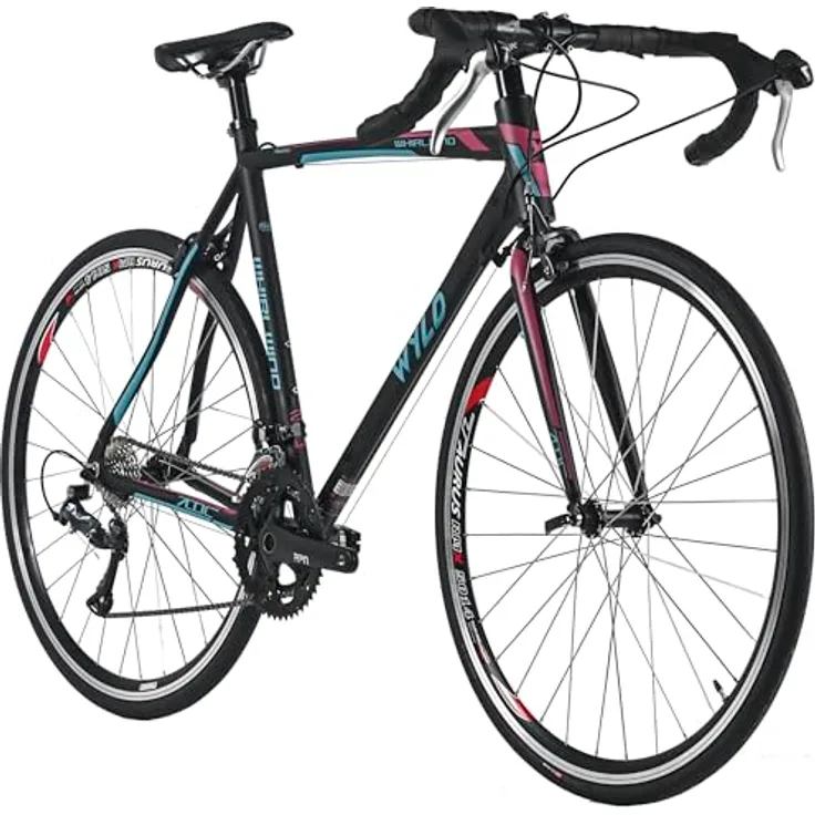 WYLD Rennrad Whirlwind 200, 28'' in Schwarz-Lila mit 18 Gängen und Aluminium-Rahmen (58 cm)