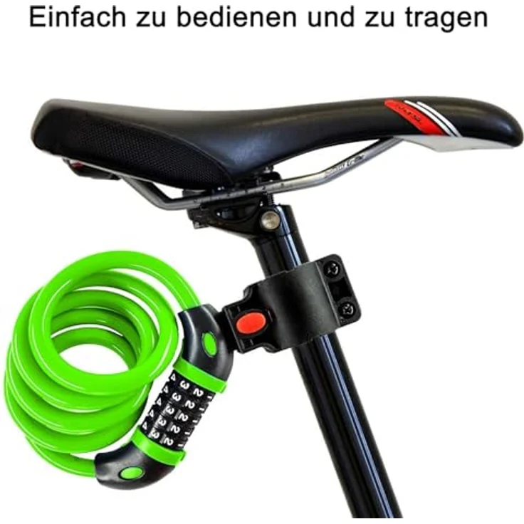 REHKITTZ 120 cm Fahrradschloss, 12 mm Kabelschloss mit 5-stelligem Zahlencode und hoher Sicherheitsstufe, grün – Bild 5