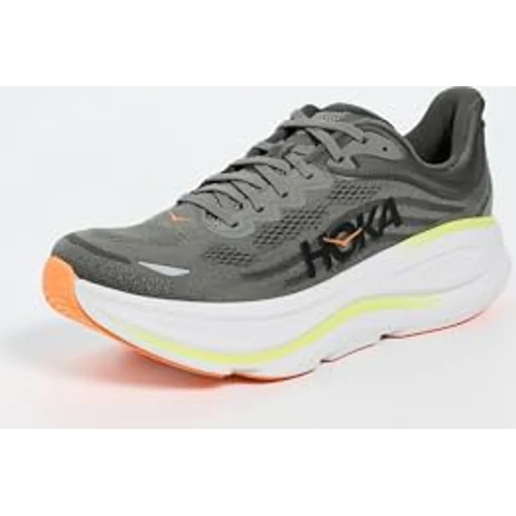 Hoka Bondi 9 Herren Laufschuhe, Dämpfung mit EVA-Zwischensohle, atmungsaktives Obermaterial, grau, Größe 7.5 – Bild 2
