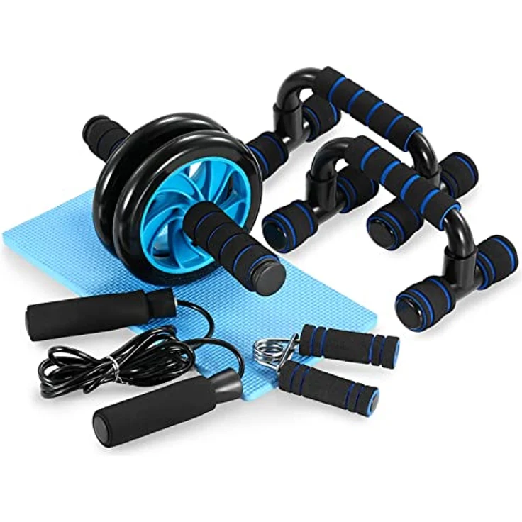 TOMSHOO Bauchroller AB Roller Bauchtrainer Fitnessset für Bauchtraining zu Hause und in Fitnesstudios mit Kniematte Bauchmuskeltraining und Muskelaufbau für Anfänger und Fort­ge­schrit­Tene – Bild 1