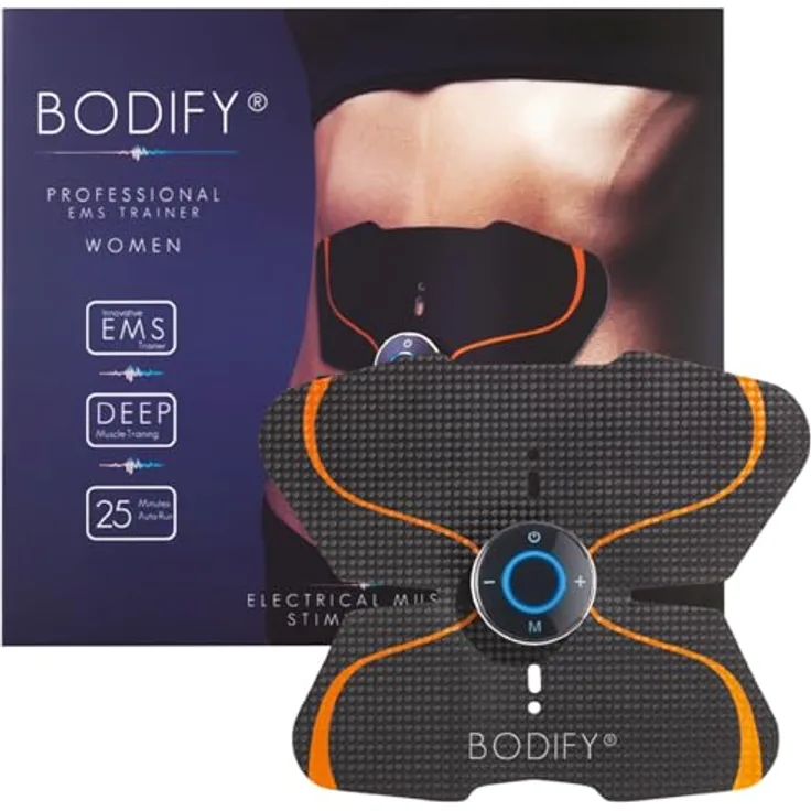 Bodify® EMS Trainingsgerät zur gezielten Stimulation der Bauch Muskulatur! - Muskelaufbau - Bauchtrainer - Stimulationsgerät Bauch Muskeln - Bauchmuskeltrainer für Männer und Frauen Das ORIGINAL
