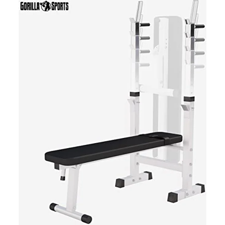 GORILLA SPORTS® Hantelbank mit Ablage - Dip-Station, Verstellbare Höhe und Neigungswinkel, Klappbar, bis 200 kg, Schwarz oder Weiß - Drückerbank, Flachbank, Multifunktion, Trainingsbank – Bild 4