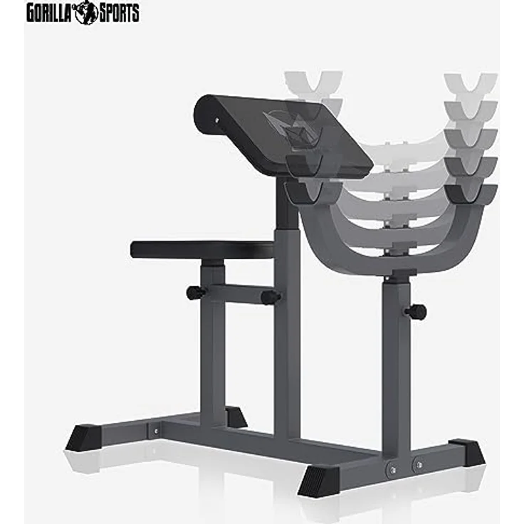 GYRONETICS® Curlbank - 90 x 65 x 80-112 cm, Sitz 5-fach, Curlpult und Hantelablage 4-Fach Höhenverstellbar, Rutschfesten Füßen, bis 150kg Belastbar - Hantelbank, Scottbank, Bizepsbank, Scott-Bank – Bild 3