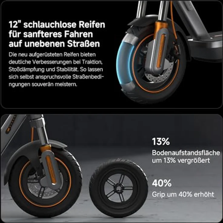 XIAOMI Electric Scooter 6 Max E-Scooter, 12 Zoll Tubeless, 70 km Reichweite, 1100W, Doppelscheibenbremse, TFT-Display, Grau – Bild 6