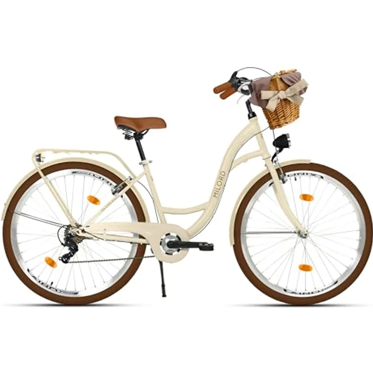 Milordbikes City-Fahrrad, Braun-Creme, 46 cm, Metall, mit Aluminiumfelgen und hinterem Träger – Bild 2