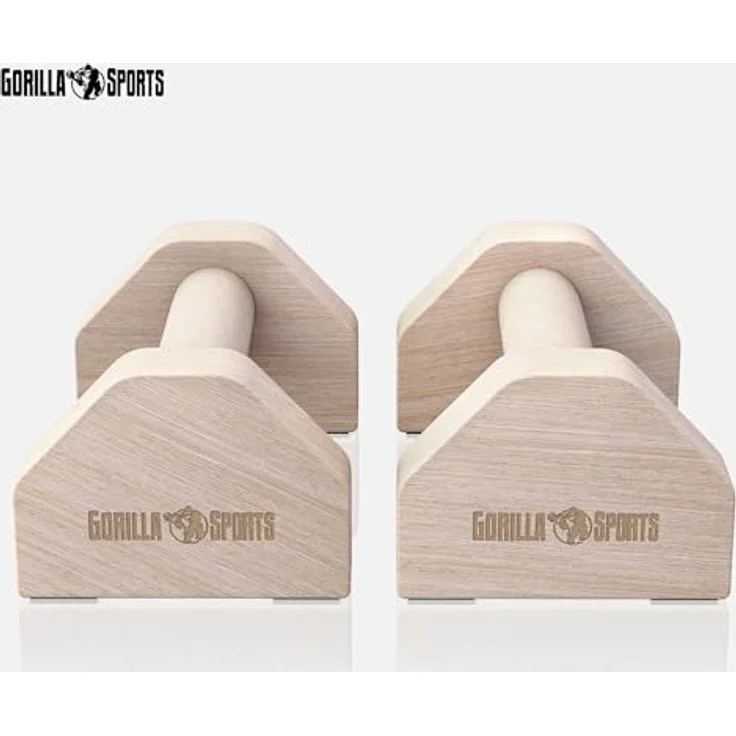 GORILLA SPORTS® Liegestützgriffe - 2er Set aus Holz, rutschfest, bis 300kg Belastbar, inkl. Tragetasche - Calisthenics Equipment, Parallettes, Push Up Bars, Liegestütze Barren – Bild 3
