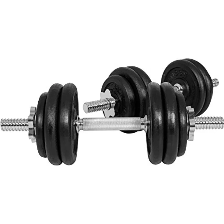 GYRONETICS® Kurzhanteln 30 kg - 2er Set, Hantelscheiben aus Gusseisen, 25 mm, 4 x 1,25kg, 8 x 2,5kg Gewichte, gerändelt - Schwarz – Bild 2