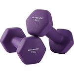 SONGMICS Kurzhanteln, 2er Set, 2 x 2 kg, rutschfeste Hanteln mit matter Beschichtung aus Neopren, Heimtraining, Krafttraining, lila SYL64PL