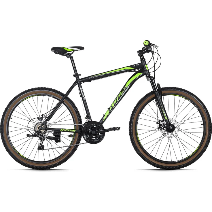 KS Cycling Catappa, Mountainbike Hardtail 26 Zoll mit 21-Gang-Kettenschaltung, schwarz-grün