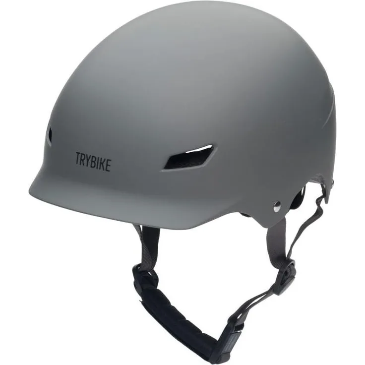 Trybike Retro-Helm, Velohelm in mattem Vintage-Grau, verstellbar für Kopfgrößen 51-56 cm