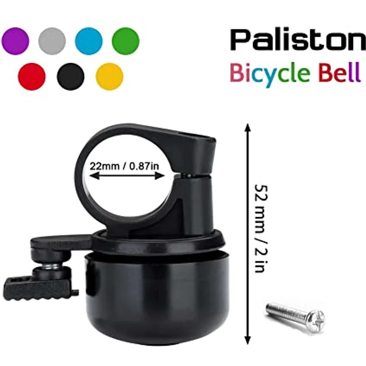 Paliston Mini Fahrradklingel, laute 120 dB Fahrradglocke für Erwachsene und Kinder, für MTB und Rennrad, schwarz – Bild 5
