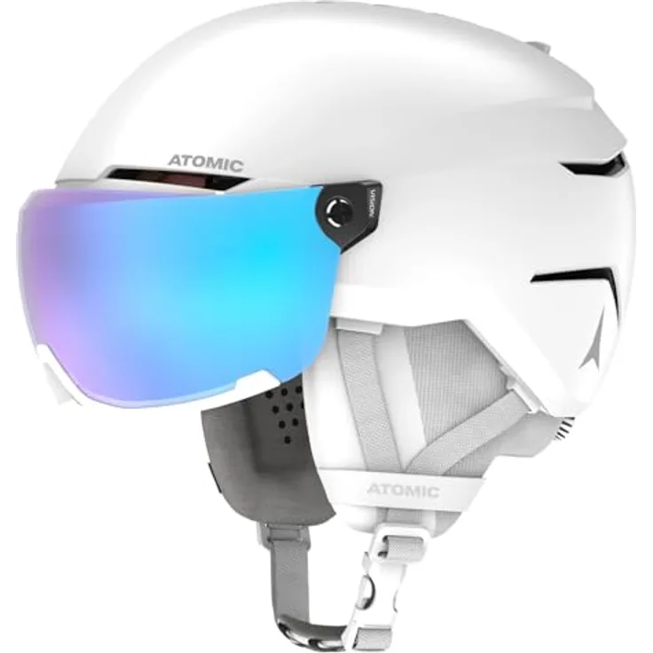 ATOMIC Savor Visor Stereo Skihelm mit Visier, White Heather, Größe M, 360° Fit System, Active Aircon Belüftung, Holo Core für maximale Stoßdämpfung