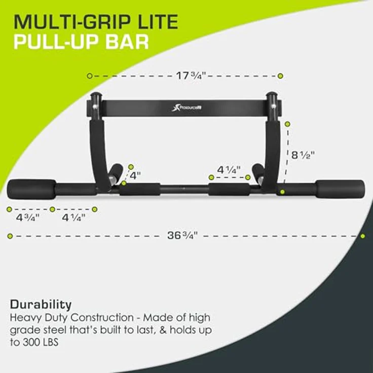 ProsourceFit Multi-Grip Lite Pull Up/Chin Up Bar, Heavy Duty Türrahmen Klimmzugstange für Zuhause, 24”-32”, 8 rutschfeste Griffe, bis 300 lbs tragbar – Bild 3