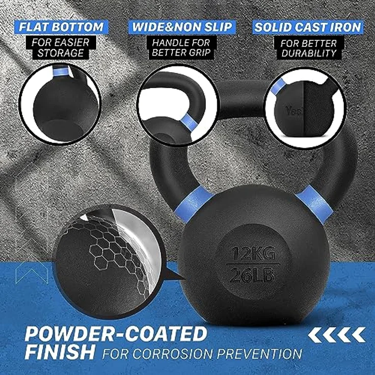 Yes4All SD7M Pulverbeschichtetes Kettlebell aus Gusseisen, 12 kg – Bild 3