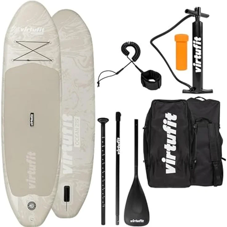 VirtuFit Supboard Ocean 275, aufblasbares Stand Up Paddle Board, sandbeige, mit Zubehör und Tragetasche – Bild 1