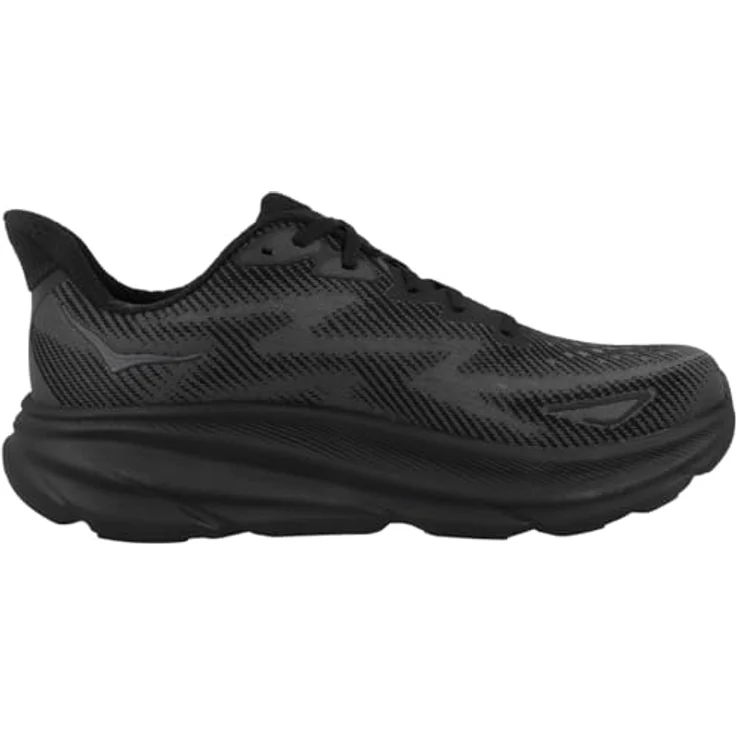 Hoka One One M Clifton 9, Laufschuh mit optimierter Dämpfung und reaktionsfreudiger EVA-Zwischensohle, Black/Black Black/Black, Größe 42.5 – Bild 4