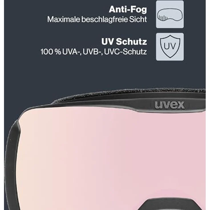 Uvex downhill 2100 CV, kontrastverstärkende Skibrille mit schmalem Rahmen und extra weitem Sichtfeld, black/rose-green, one size – Bild 3