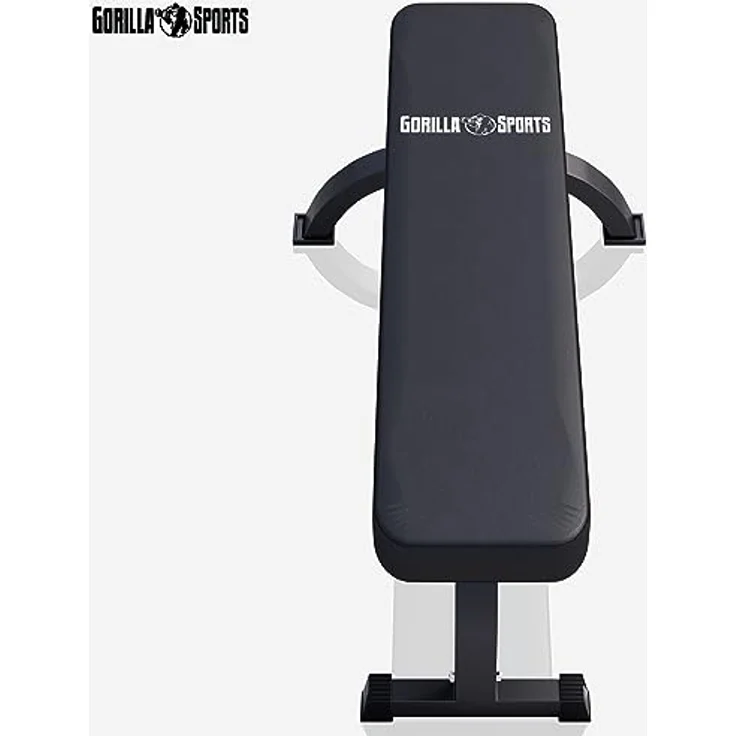 GORILLA SPORTS Hantelbank Flachbank Massiv, bis 400kg Belastbar, Stahl - Trainingsbank, Fitness, Schwarz – Bild 4