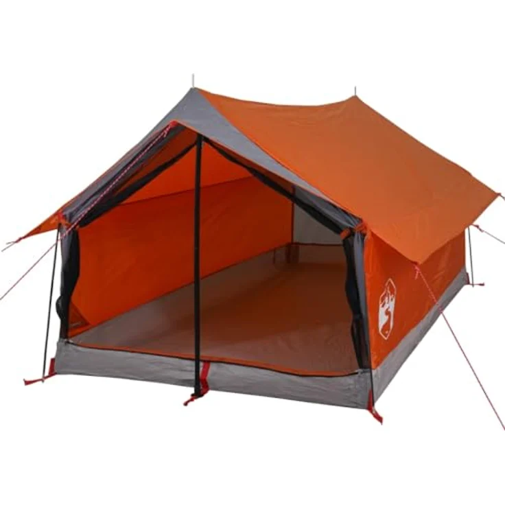 vidaXL Campingzelt, Trekkingzelt für 2 Personen Wasserdicht mit Insektenschutz, Leicht Tragbar - Grau Orange – Bild 1