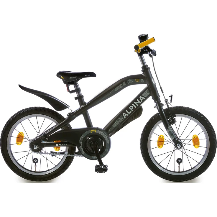 Alpina Trial, Kinderrad, Aluminium, 45,7 cm (18"), Schwarz, Fixed-gear, mit Kettenschutz und Reflektoren