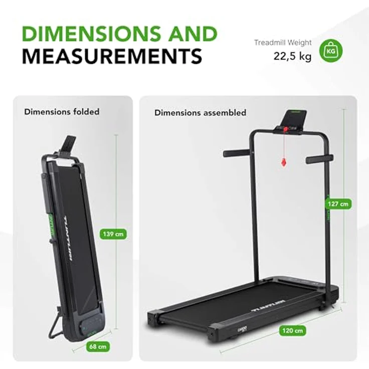 Tunturi Cardio Fit T5 Laufband, klappbar und kompakt, 14 Trainingsprogramme, 0,8 bis 8 km/h, Fitnessgerät für Zuhause mit Bluetooth-Konnektivität – Bild 3