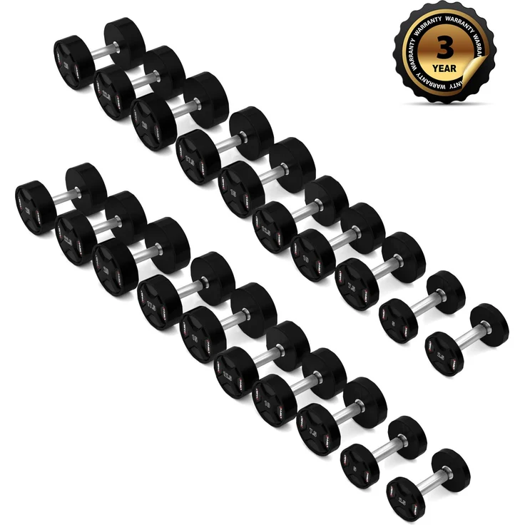 HMS HPC SET POLYURETHANHANTELN, 2 x 2,5 - 25 KG CPU (275 KG) - Professionelles Hantelset für effektives Krafttraining