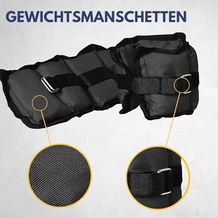 BEST SPORTING Gewichtsmanschetten, 2er Set 1,2kg, verstellbar mit Klettverschlüssen, für Beine und Arme, Farbe: Hellblau/Schwarz oder Grau/Schwarz – Bild 5