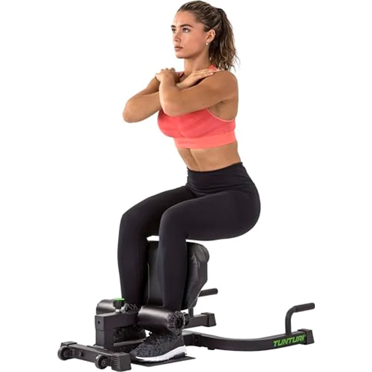 Tunturi WT20 Sissy Squat Trainer, Kniebeugen- und Liegestützstation mit Wadenkissen, Beinrolle und Dipgriffen, zusammenklappbar – Bild 2