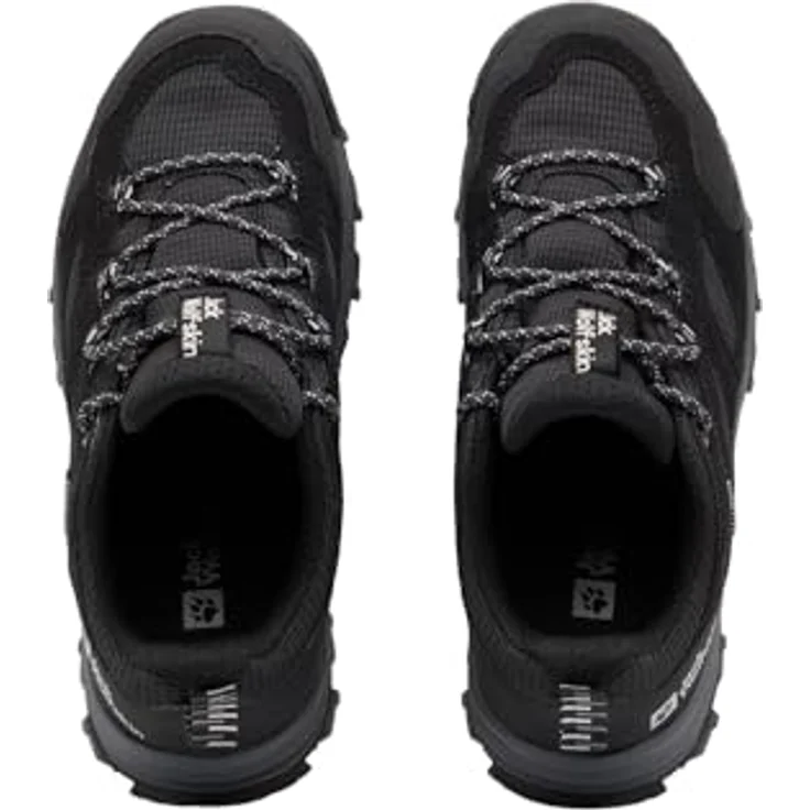Jack Wolfskin VOJO TOUR TEXAPORE LOW K, Wasserdichter Wanderschuh für Kinder mit rutschfester Gummi-Außensohle und D-Ring-Schnürösen, schwarz – Bild 6