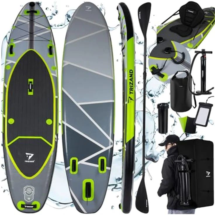 TRIZAND Trizand Sup Stand Up Paddling Board 350cm, inkl. Sitz, verstellbarem Paddel, Rucksack & Zubehör, Mehrschichtiges PVC, Stich- und Abriebfest – Bild 2