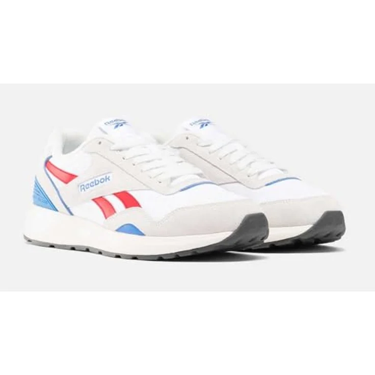 Reebok GL1100 Unisex Sport Sneaker, Freizeitschuhe mit Velours-, Synthetik- und Textil-Obermaterial, Grau/Rot/Blau, Schuhgröße: 39 EU – Bild 3