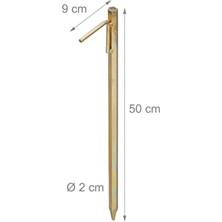 Relaxdays XXL Bodenanker 4er Set, Stahl galvanisiert, für harte Böden, Sturmsicherung, gold – Bild 4