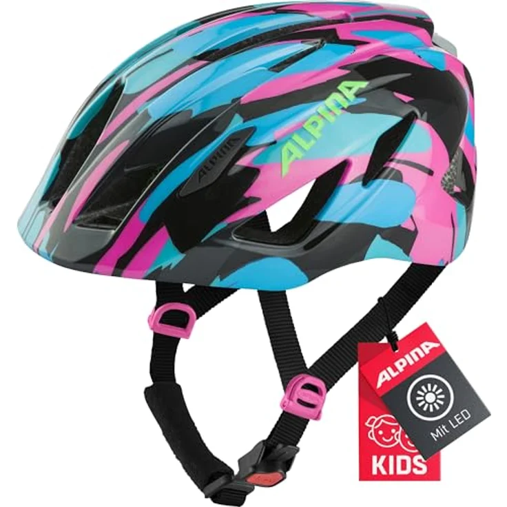 Alpina Pico Flash, Fahrradhelm für Kinder und Jugendliche mit bruchfester Inmold-Bauweise, Fliegennetz und integrierter Beleuchtung – Bild 1