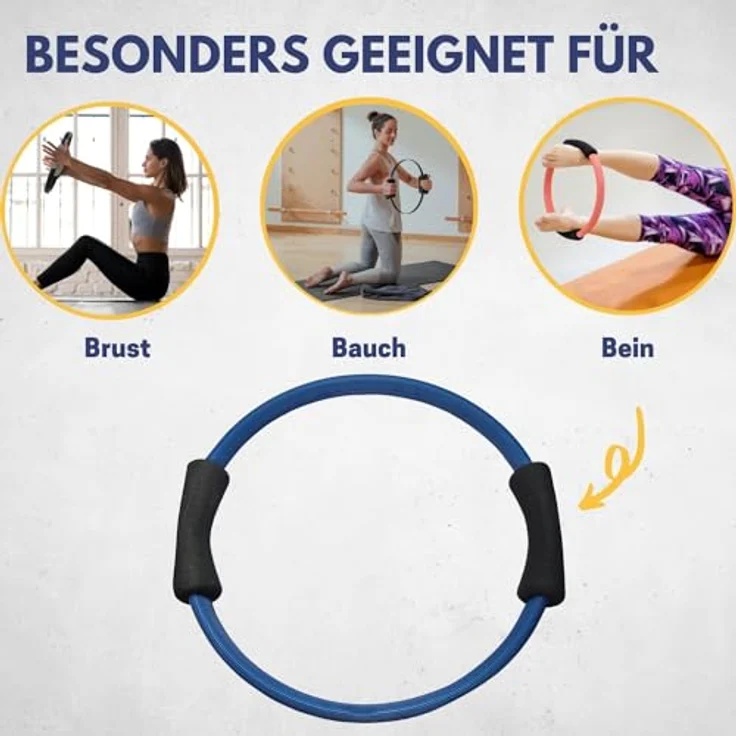 Best Sporting Pilates Power Toning-Ring 37cm in blau I Widerstand Mittel I Fitnessring mit Schaumstoffgriffen I Trainiert besonders die Brust-, Arm-, Bein- und Bauchmuskeln I Inkl. Übungsanleitung – Bild 4