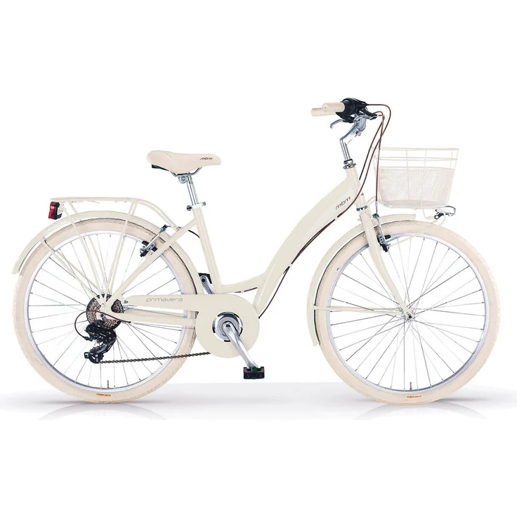 MBM Citybike New Primavera 26 Zoll Damenfahrrad in Weiß/Beige mit 6-Gang Kettenschaltung und V-Brakes