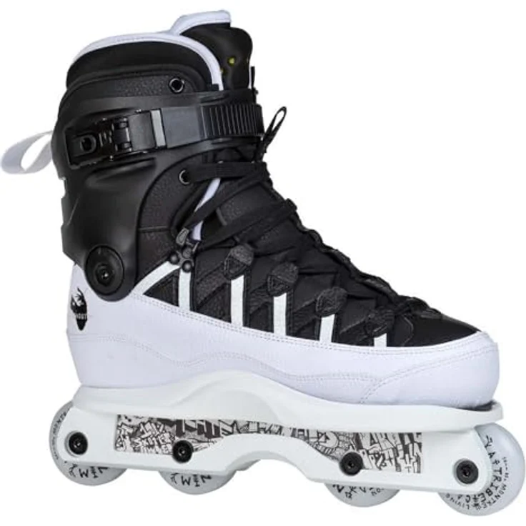 Iqon Montre Livingston Pro Skate, Inline Skates Größe 46, Schwarz-Weiß Design, glasfaserverstärkter Kunststoff, MYFIT Prime-Futter, 45°-Schnürhaken – Bild 4