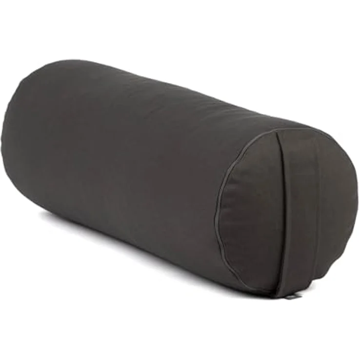 Bodhi | Yoga Bolster | 100% Bio-Baumwolle | Yogarolle mit Bio Dinkelfüllung | Waschbarer Bezug | Yogakissen rund für Restoratives Yoga Übungen | Groß ca. 65 x 20 cm | anthrazit – Bild 1