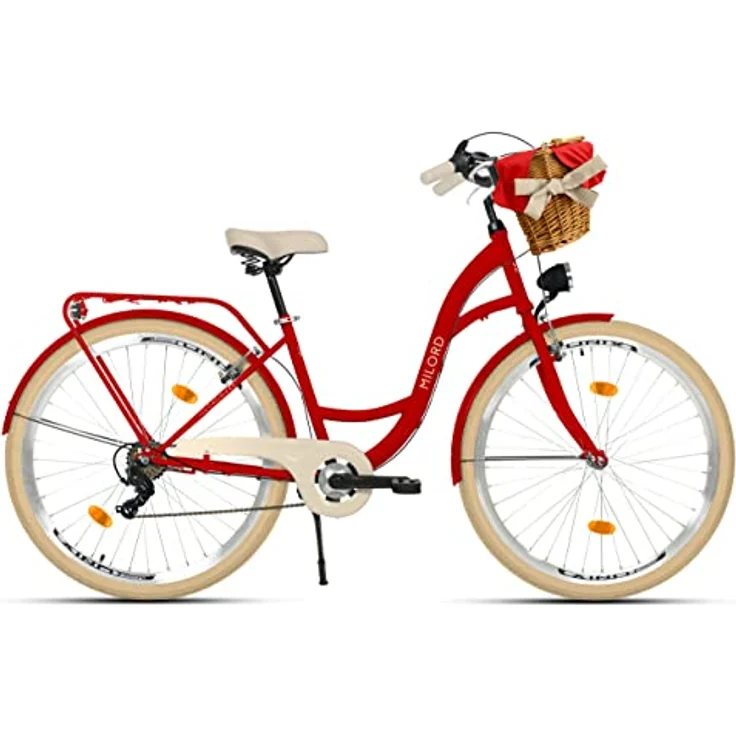 Milordbikes City-Fahrrad, Rot, 46 cm, Metallrahmen, leichtgängige 700C Reifen, vormontiert mit Gepäckträger – Bild 2