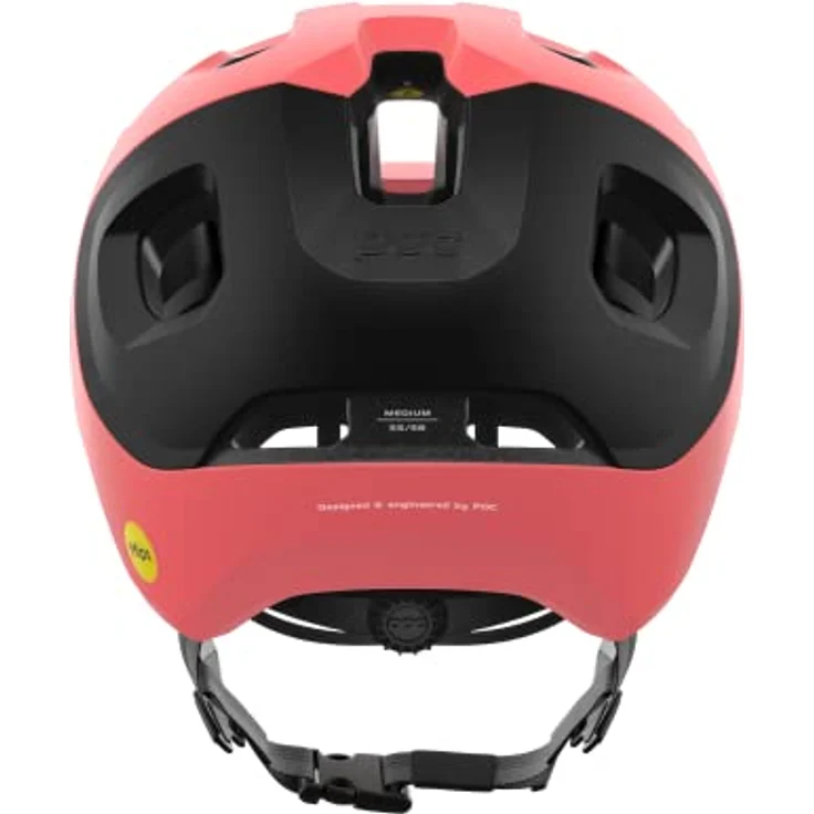 POC Axion Race MIPS Fahrradhelm, leichter Trail- und Endurohelm mit optimierter Luftzirkulation, ammolite coral/Uranium black matt, Größe M – Bild 4