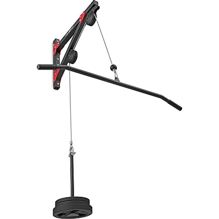 Marbo Sport Latzug zur Wandbefestigung Latzugturm Kabelzug MH-W108 2.0, Hantelscheibenbeladung, gummierte Anschlagpuffer, Modernes Design, 120 kg maximale Last, 40 x 40 mm Profile, Made in EU, schwarz – Bild 4