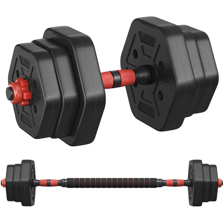 SONGMICS Hantel-Set, Hexagon Kurzhantelset mit Verbindungsstange, tintenschwarz, 10 kg für Workout und Fitnesstraining