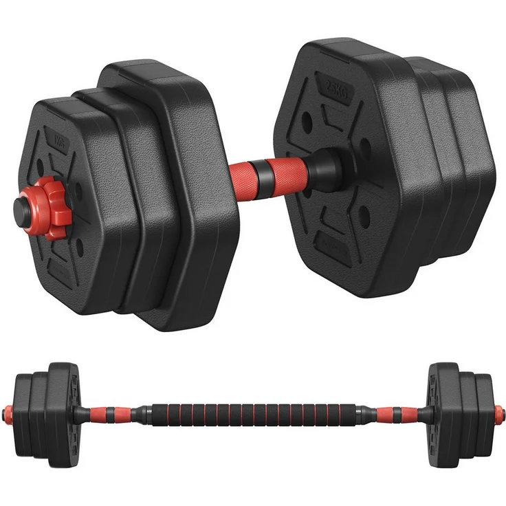 SONGMICS Hantel-Set, Hexagon Kurzhantelset mit Verbindungsstange, tintenschwarz, 10 kg für Workout und Fitnesstraining