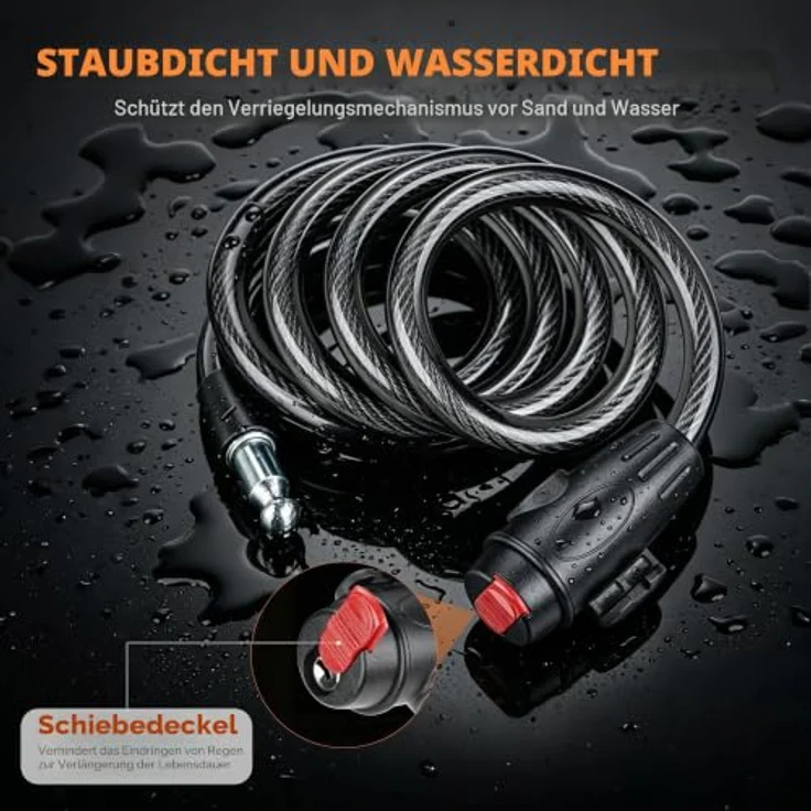 GRIFEMA Fahrradschloss 120cm/12mm, hohes Sicherheitsniveau, Anti-Diebstahl Kettenschloss mit 2 Schlüsseln und Halterung, Schwarz – Bild 2