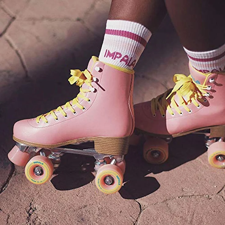 IMPALA Skate Impala Quad-Skates, Rollschuhe in Pink/Gelb, PVC-Obermaterial, Aluminiumgrundplatte, Urethan-Rollen 58mm, ABEC 7 Kugellager, PETA-zertifiziertes vegan. – Bild 7