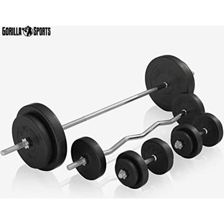 GORILLA SPORTS Kraftstation inkl. Hantelset 100kg, Latzug, Weiß/Schwarz - Multifunktion Hantelbank – Bild 4